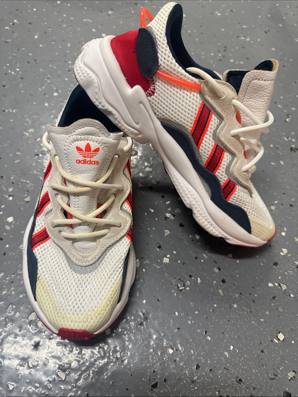 adidas Cream, Red & Navy Athletic Sneakers
